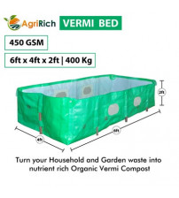 AgriRich HDPE Vermi Compost Bed 450 GSM for Organic Agriculture Manure, 6ft x 4ft x 2ft (Green)